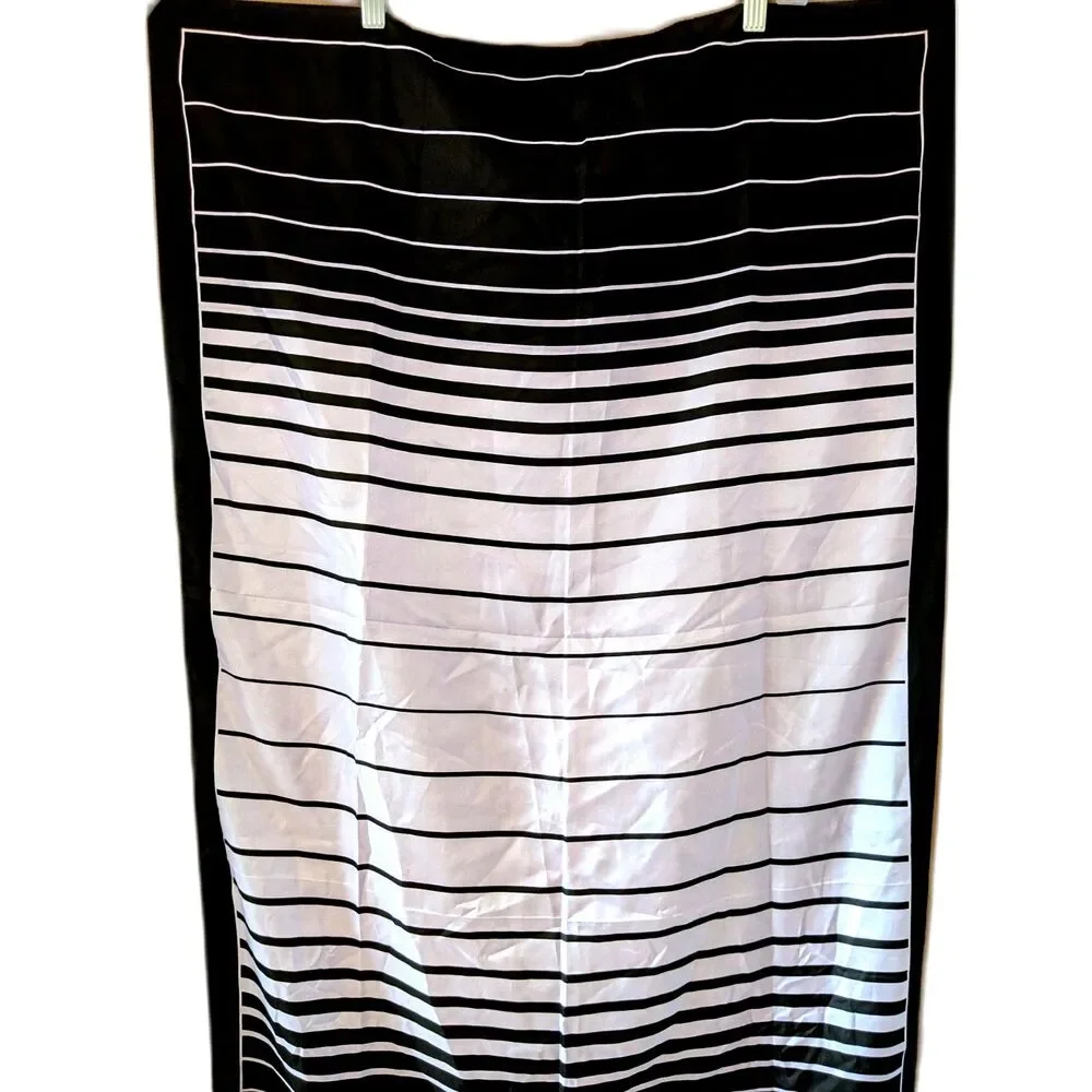 Herve Leger Silk Scarf Black Lavender Purple Stripe 70